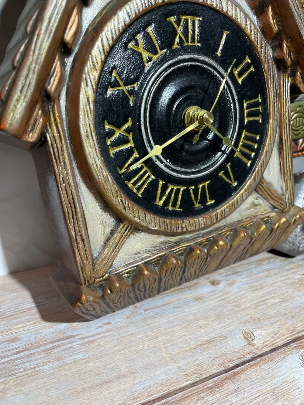 German Alpine Chalet Beer Stein Ceramic Grandfather Clock Vintage